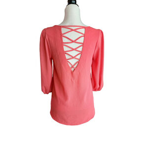LDLA Women's Strappy Back Coral Blouse Top Small